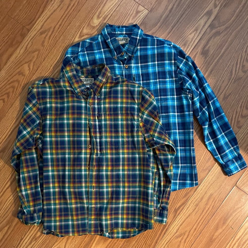 Duluth Trading Company men’s size large long sleeve button shirts